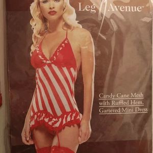 Size OSFM Candy Cane Mesh Mini Dress from Leg Avenue HOD2